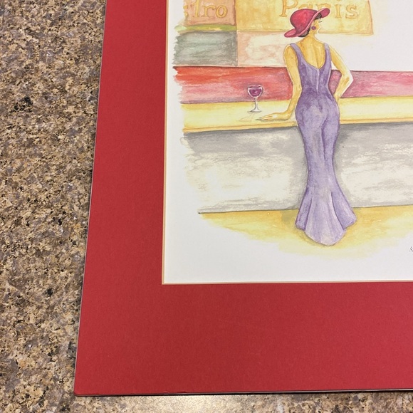 Kathy Harmon 2004 Woman in Purple Dress Red Hat Matted Print Paris - Picture 9 of 16